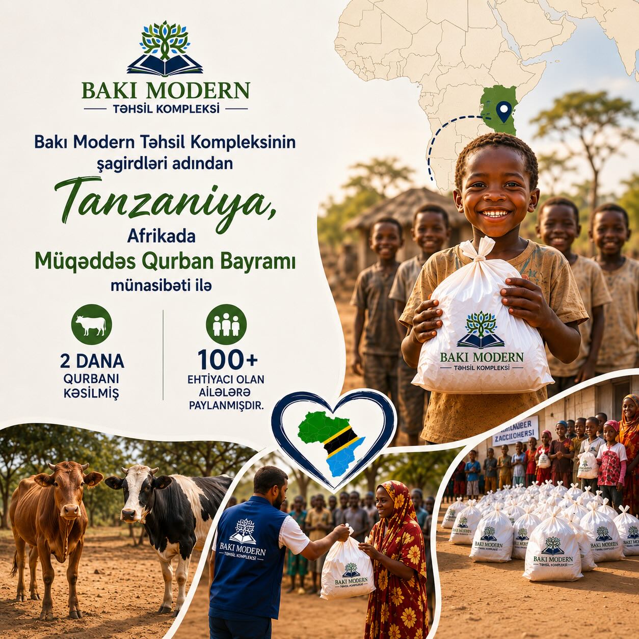 Bakı Modern şagirdləri Tanzaniyada 100-dən çox ailəyə dəstək olublar