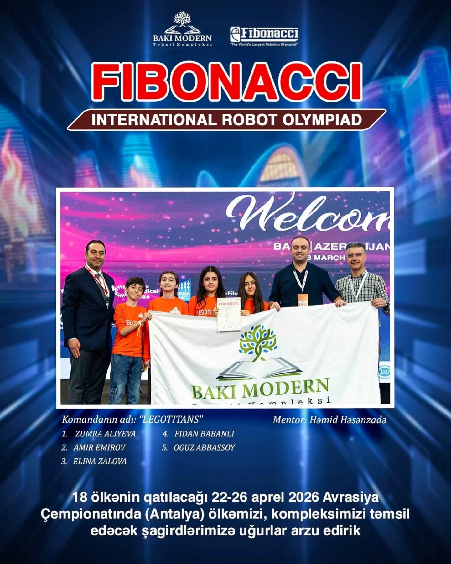 Baku Modern Students Qualify for International Fibonacci Robotics Competitions