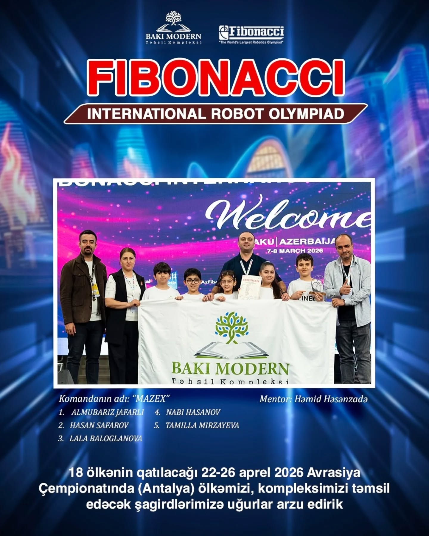 Baku Modern Students Qualify for International Fibonacci Robotics Competitions