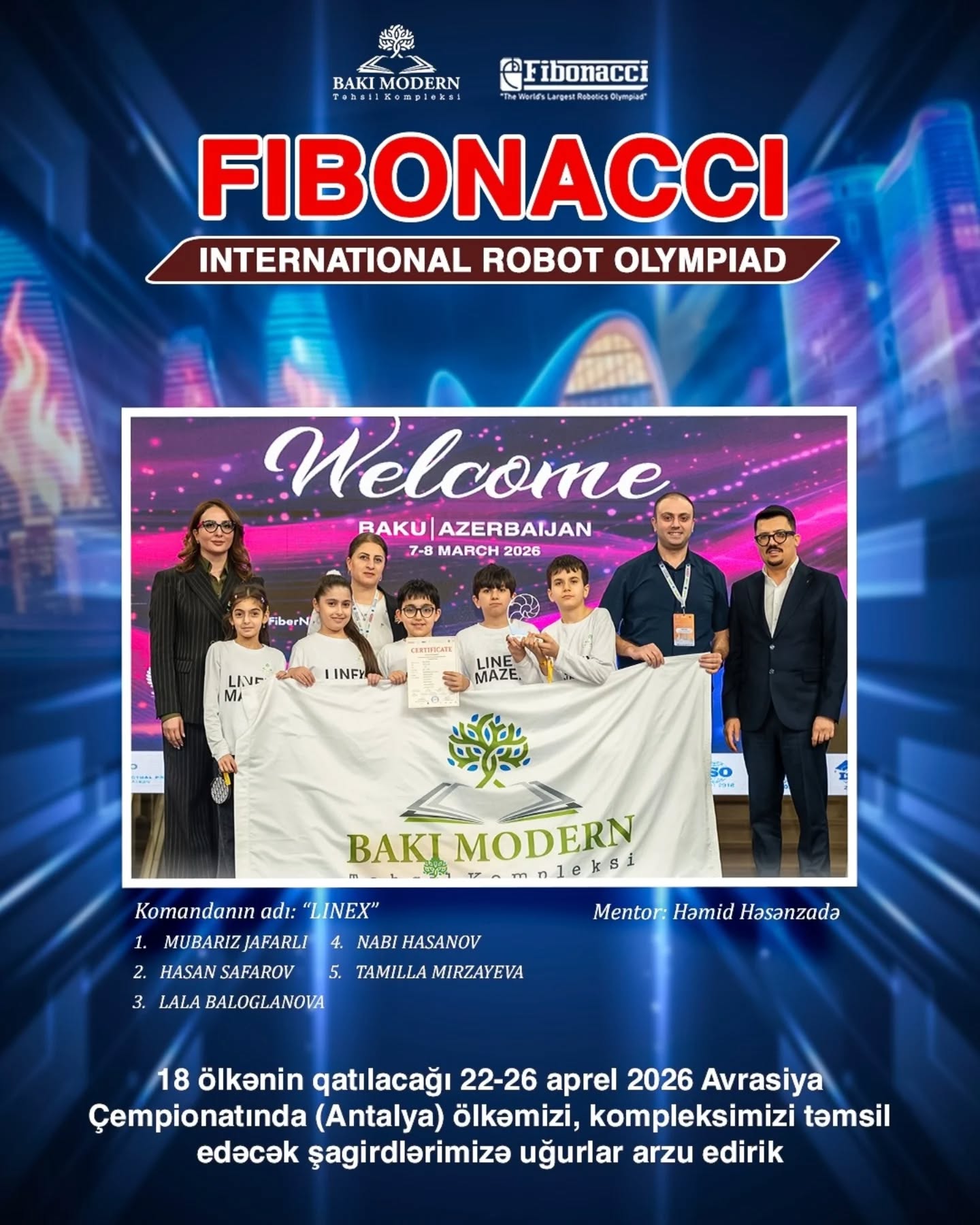 Baku Modern Students Qualify for International Fibonacci Robotics Competitions
