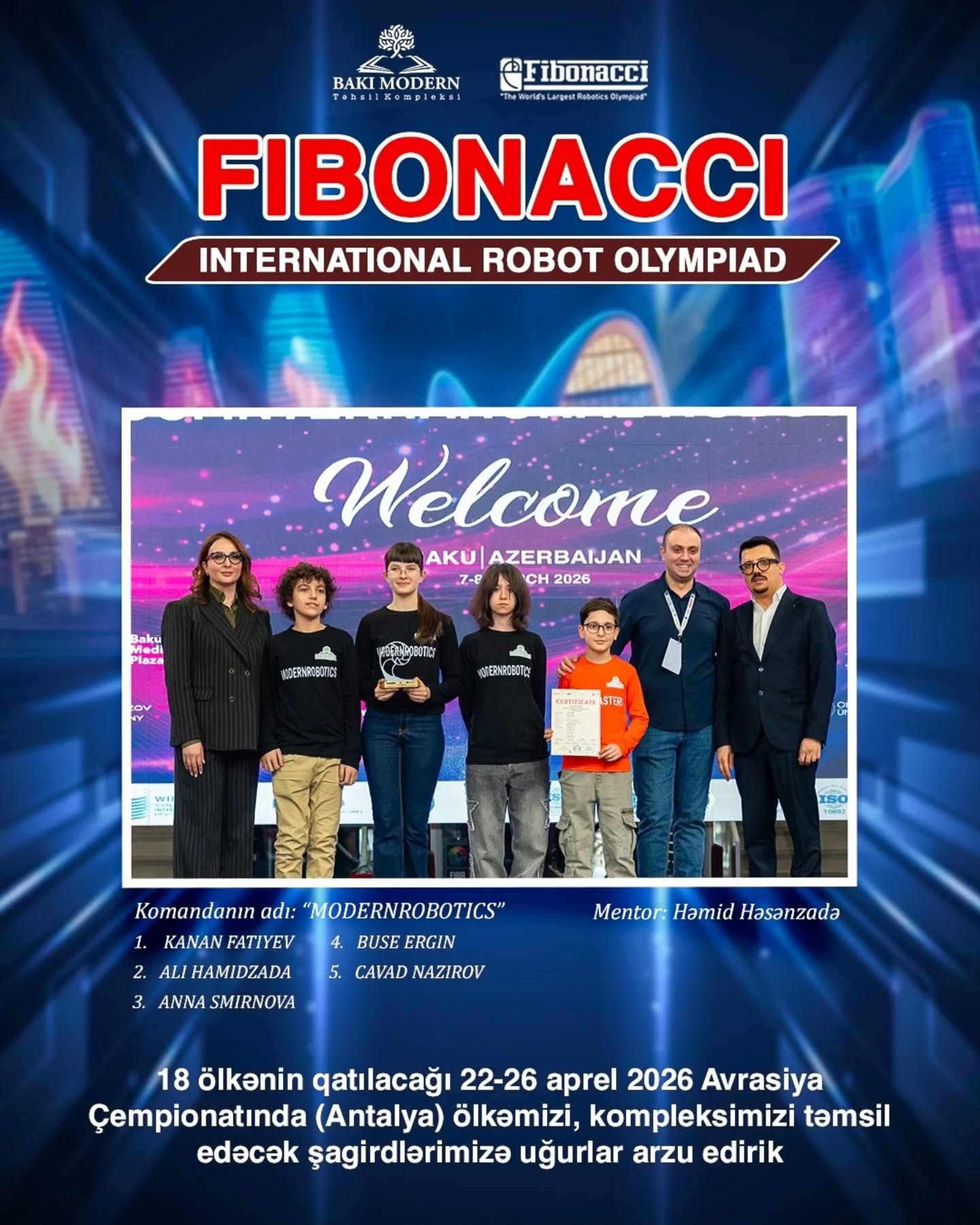 Baku Modern Students Qualify for International Fibonacci Robotics Competitions