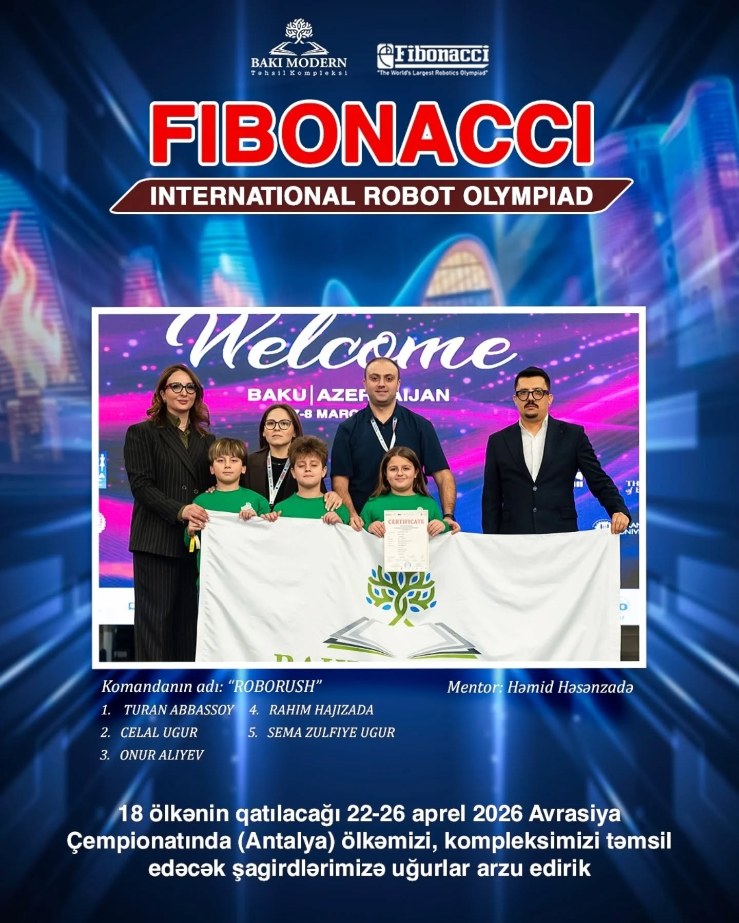 Baku Modern Students Qualify for International Fibonacci Robotics Competitions