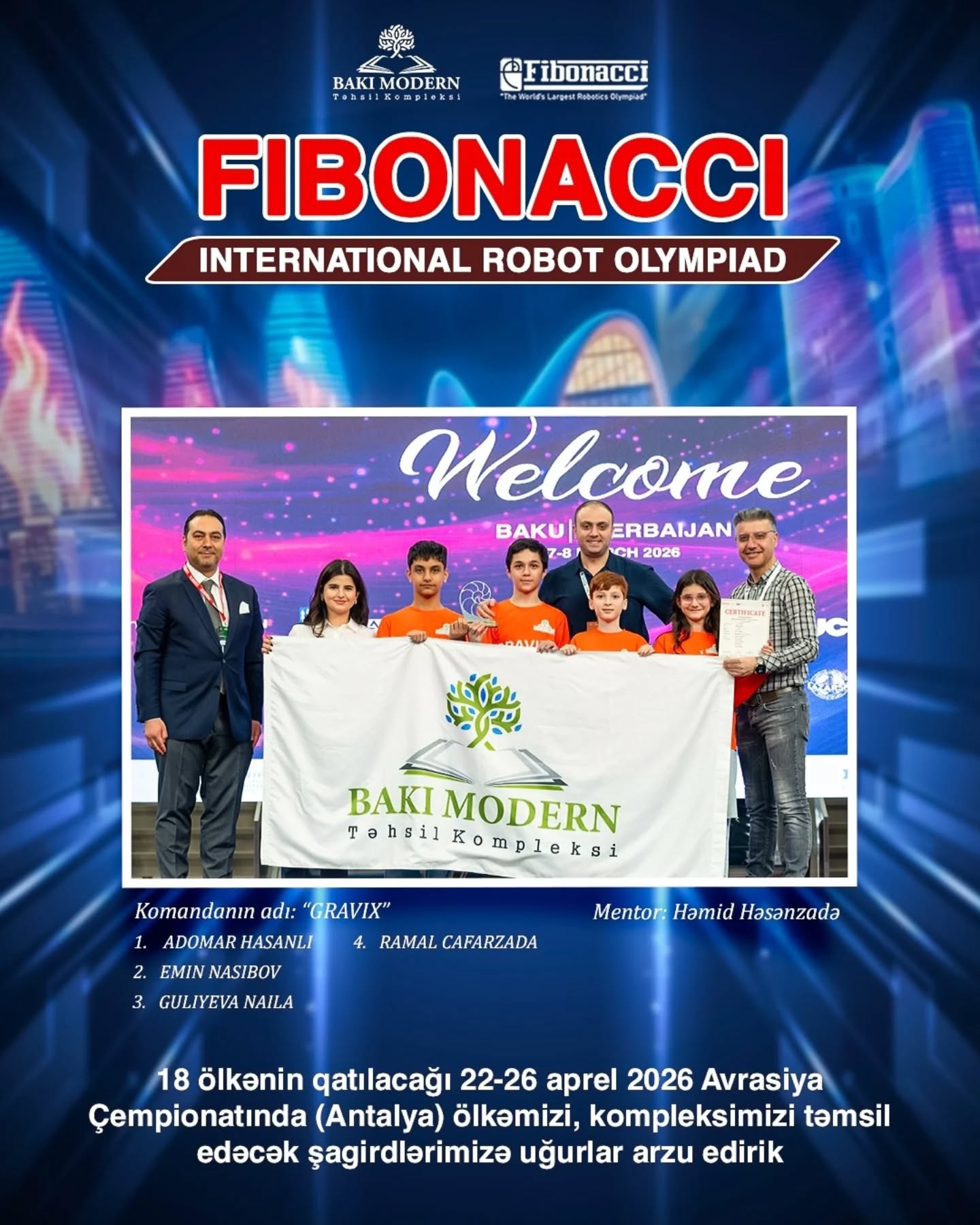 Baku Modern Students Qualify for International Fibonacci Robotics Competitions