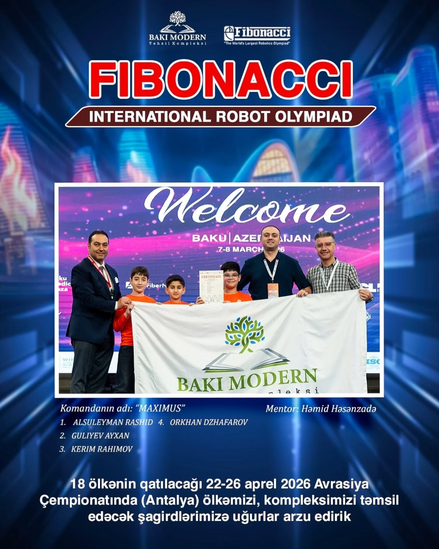 Baku Modern Students Qualify for International Fibonacci Robotics Competitions