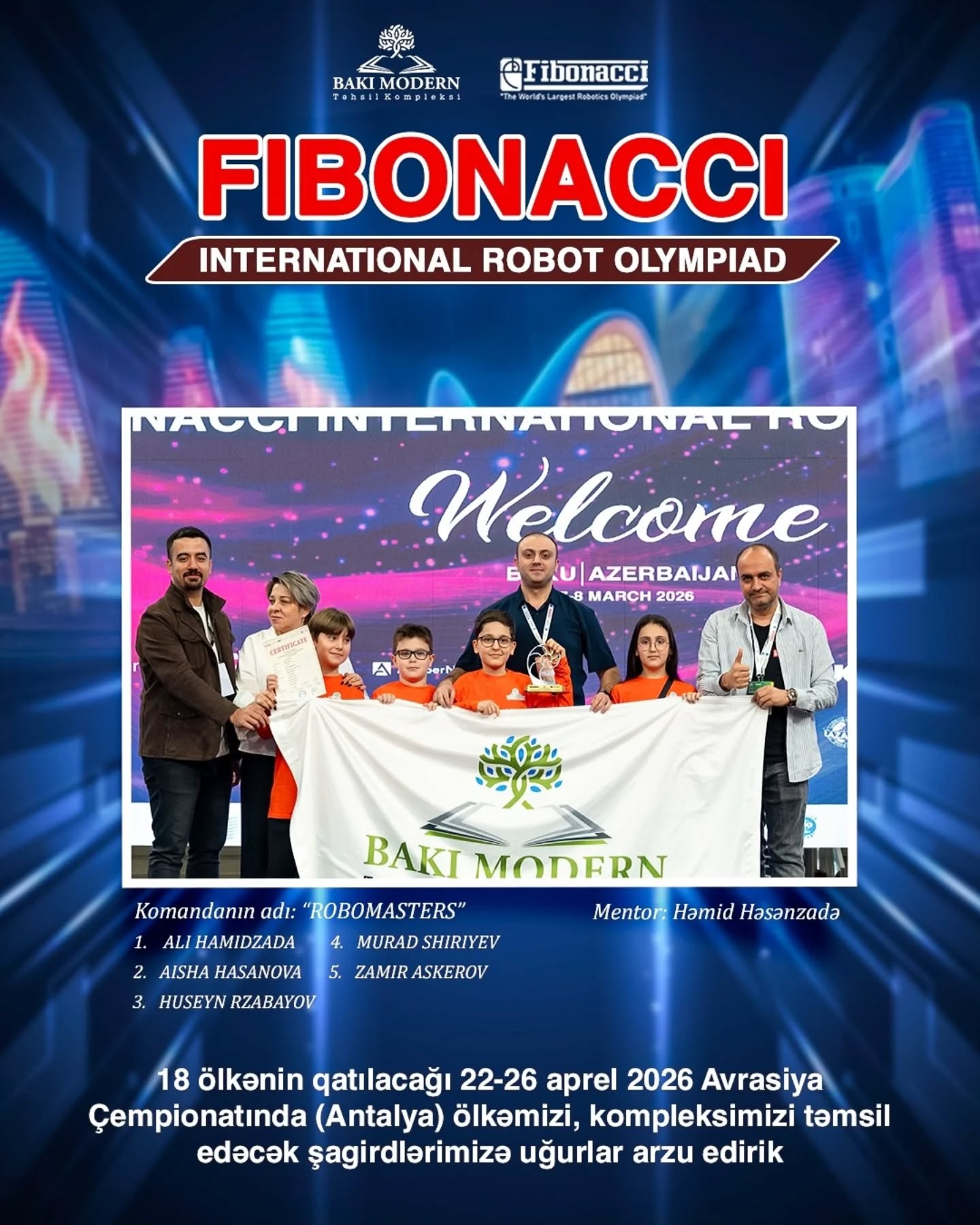 Baku Modern Students Qualify for International Fibonacci Robotics Competitions