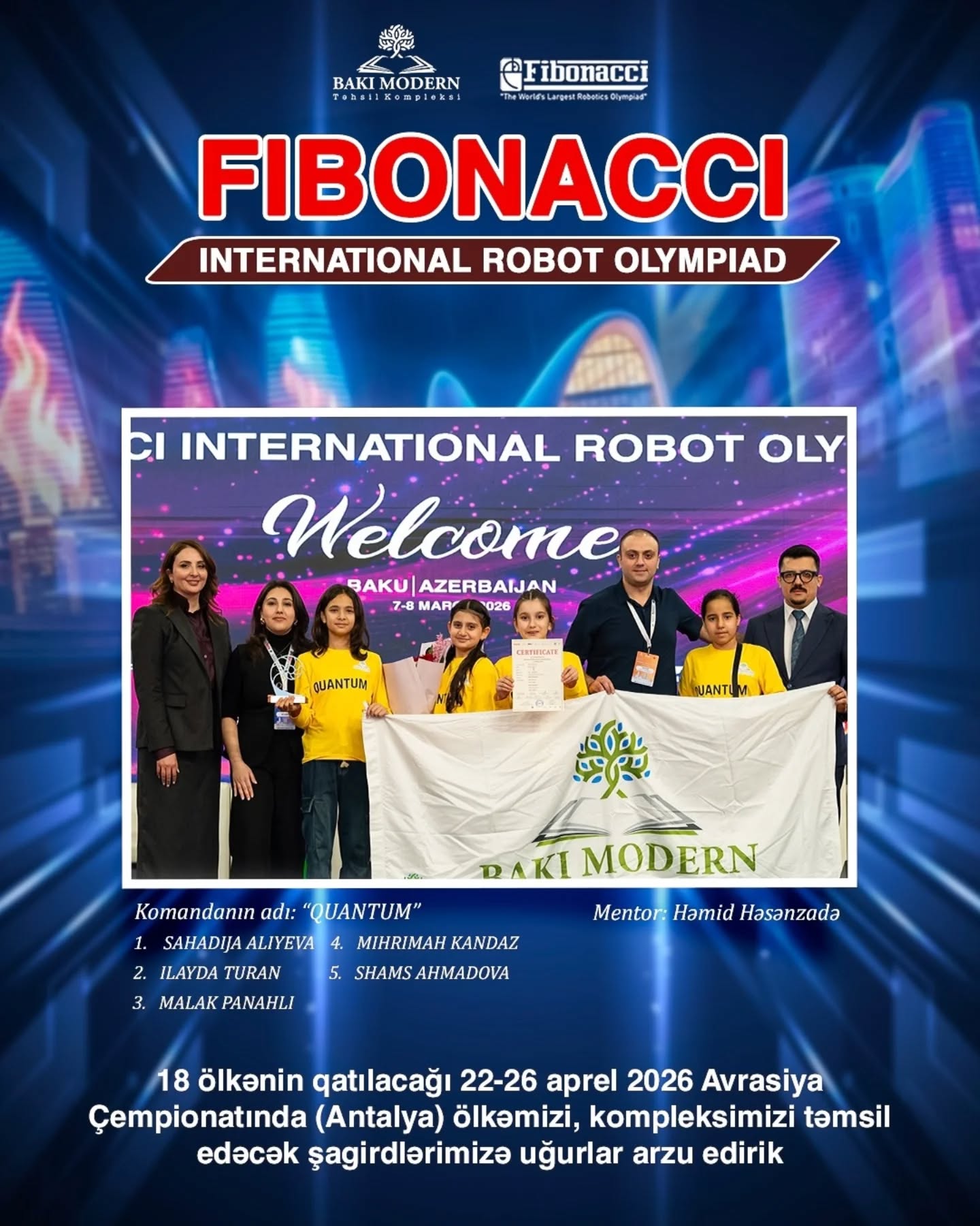 Baku Modern Students Qualify for International Fibonacci Robotics Competitions