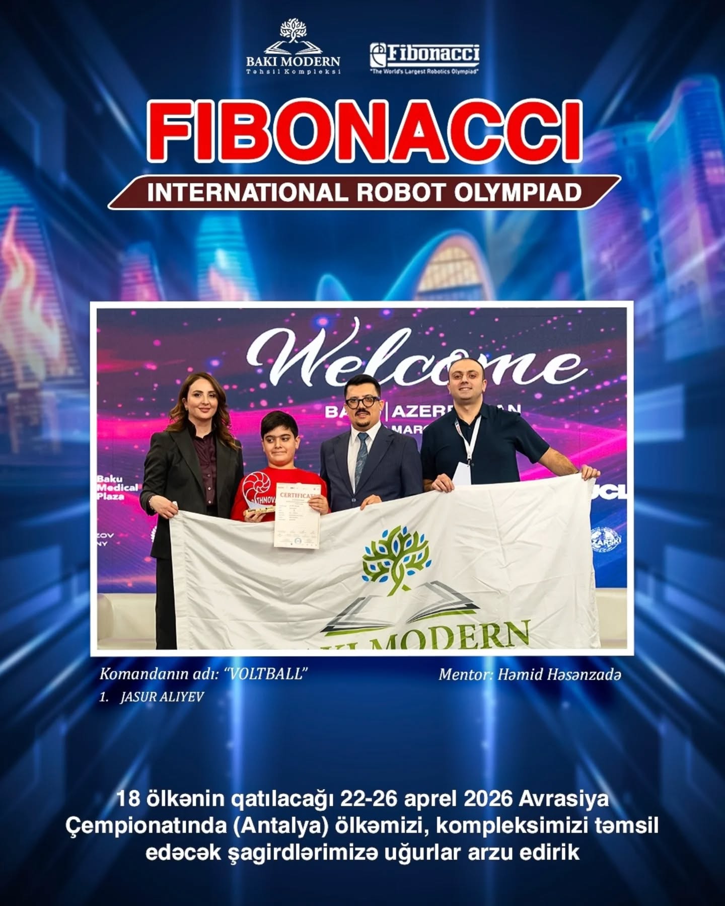 Baku Modern Students Qualify for International Fibonacci Robotics Competitions