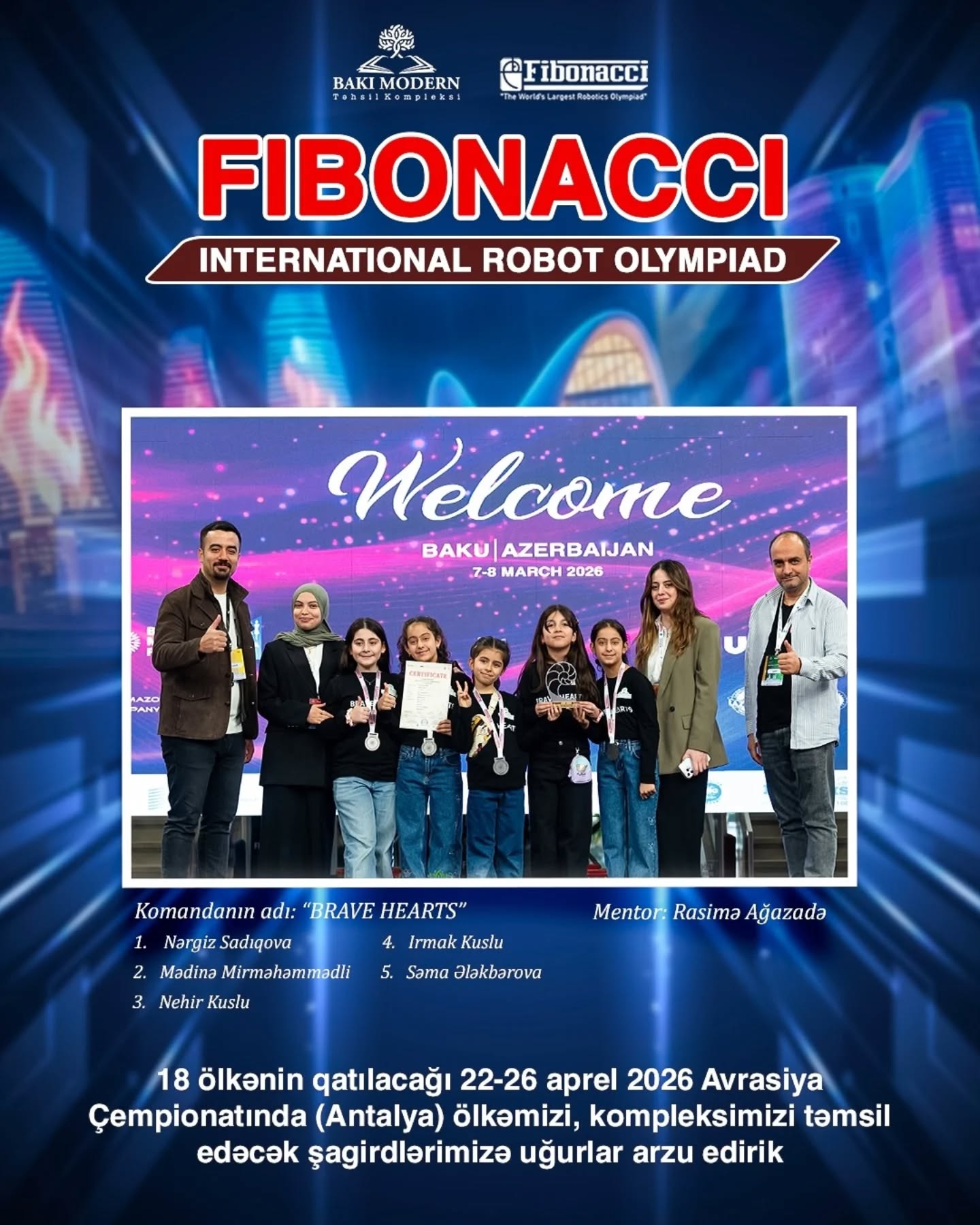 Şagirdlər Fibonacci Avrasiya Robot Olimpiadasına vəsiqə qazandılar