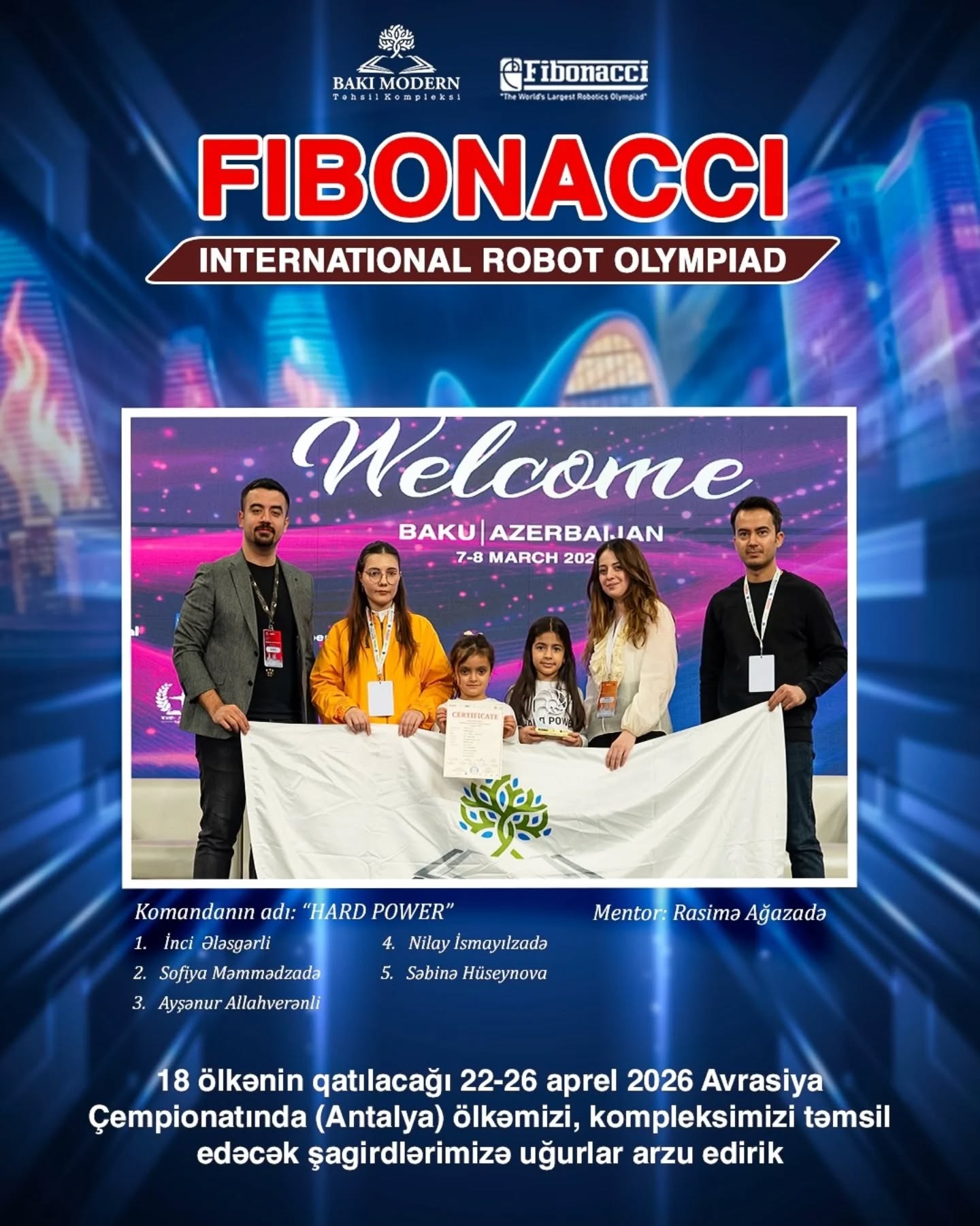 Şagirdlər Fibonacci Avrasiya Robot Olimpiadasına vəsiqə qazandılar