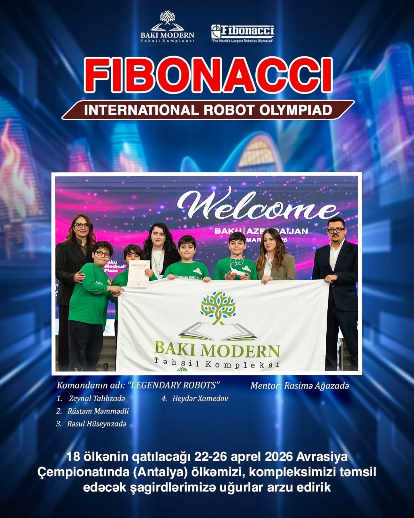 Şagirdlər Fibonacci Avrasiya Robot Olimpiadasına vəsiqə qazandılar