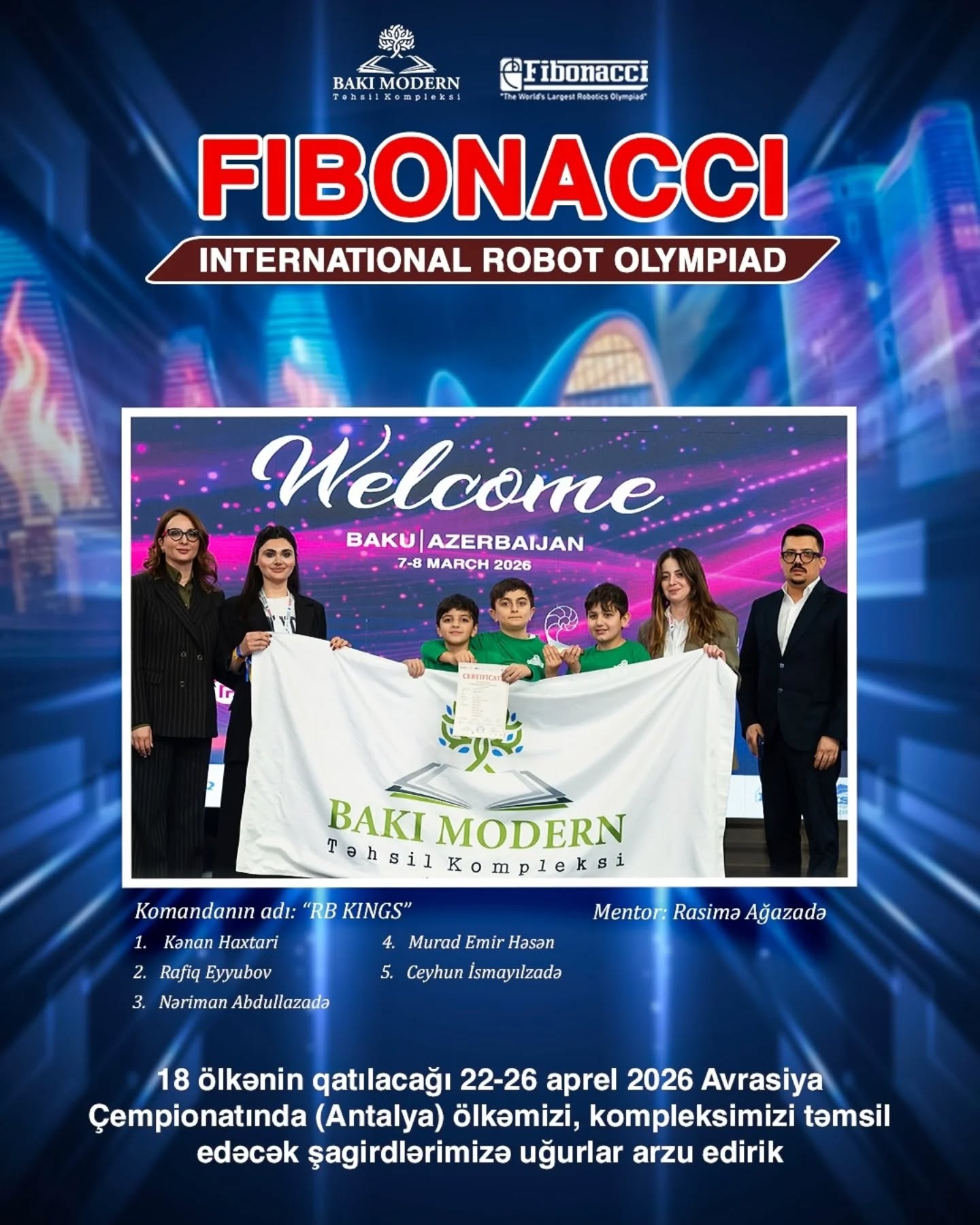 Şagirdlər Fibonacci Avrasiya Robot Olimpiadasına vəsiqə qazandılar