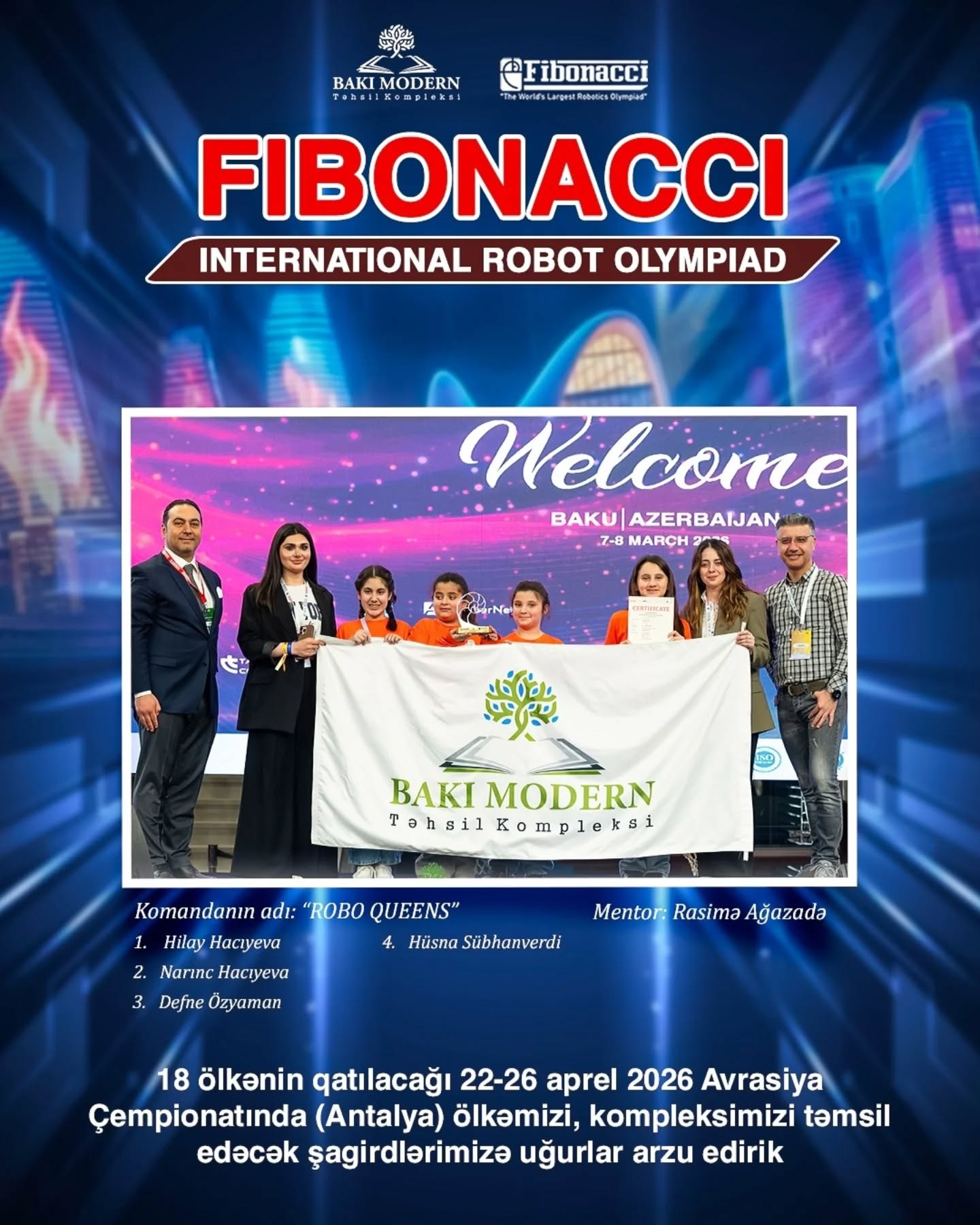 Şagirdlər Fibonacci Avrasiya Robot Olimpiadasına vəsiqə qazandılar