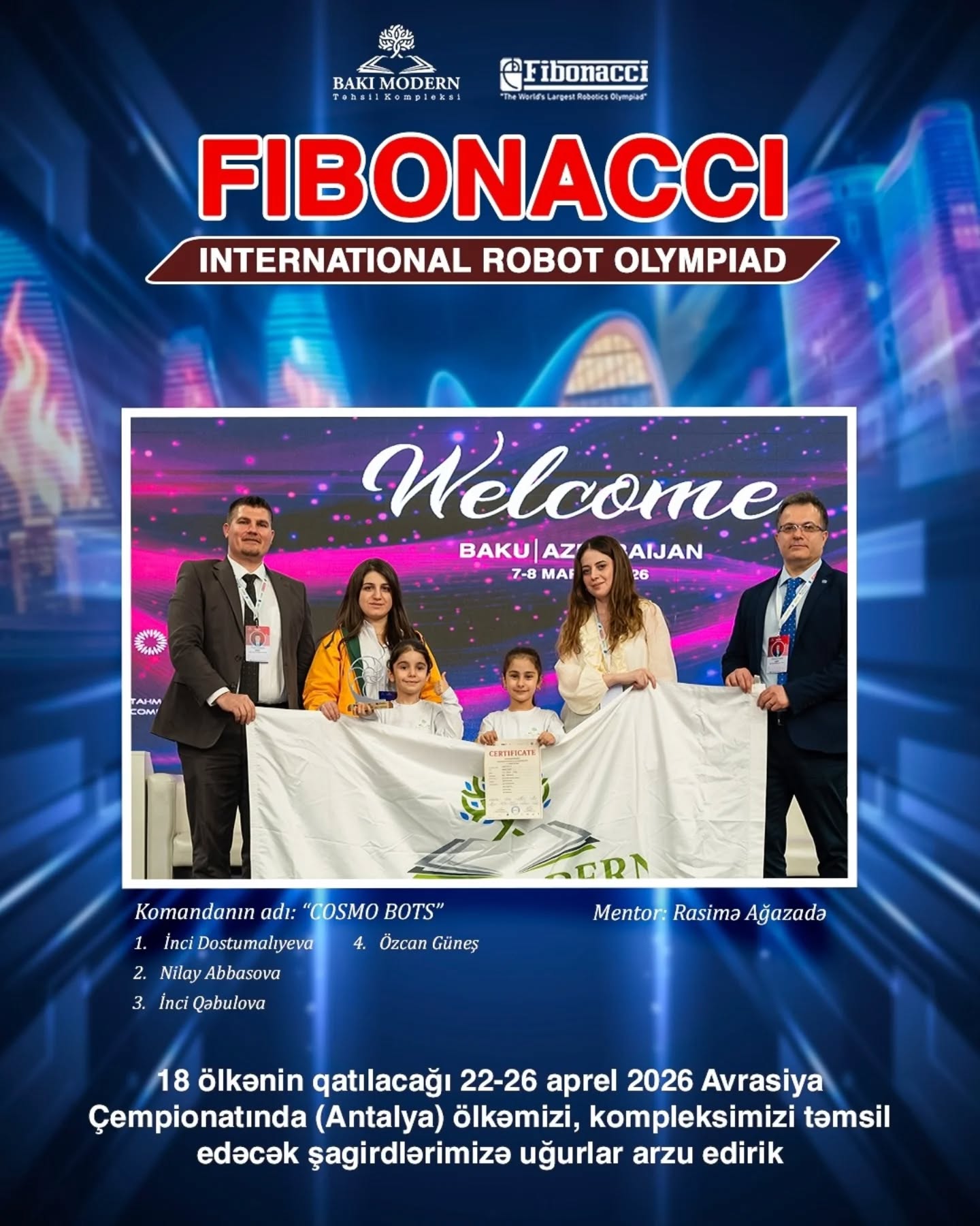Şagirdlər Fibonacci Avrasiya Robot Olimpiadasına vəsiqə qazandılar