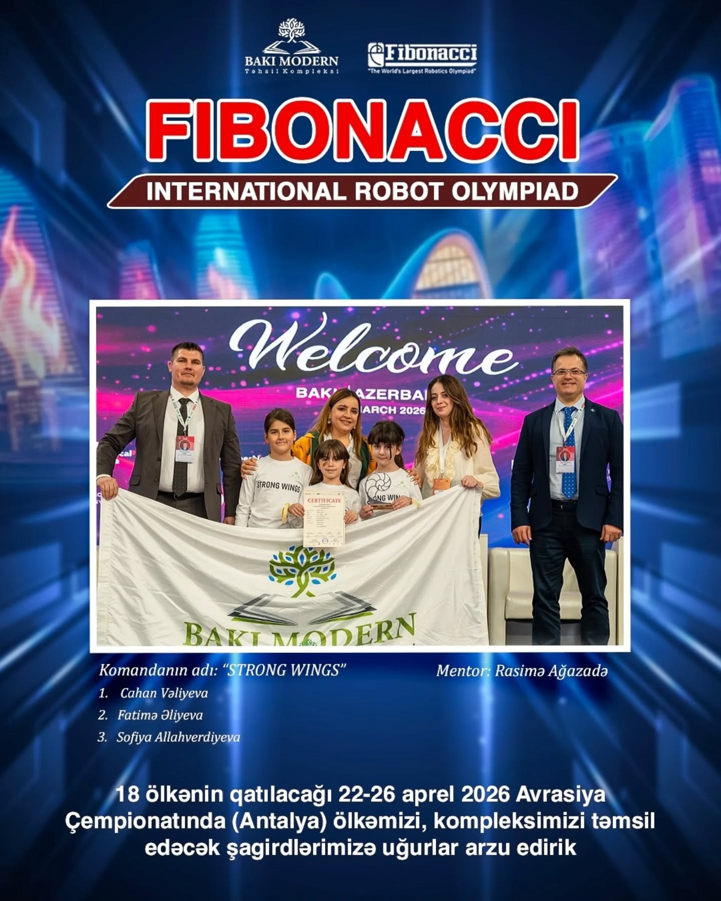 Şagirdlər Fibonacci Avrasiya Robot Olimpiadasına vəsiqə qazandılar