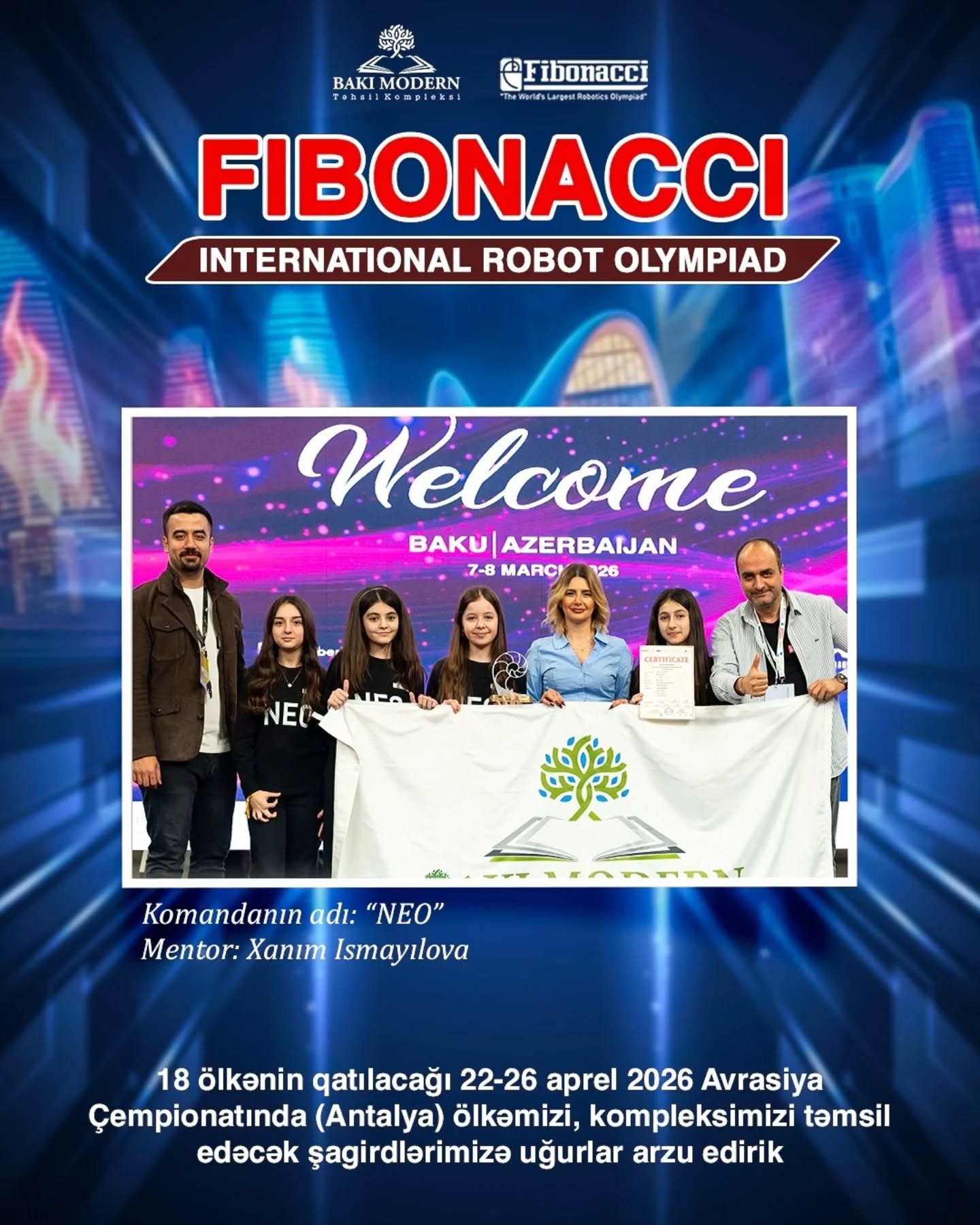 Baku Modern Students Advance to the Fibonacci Eurasian Robotics Olympiad