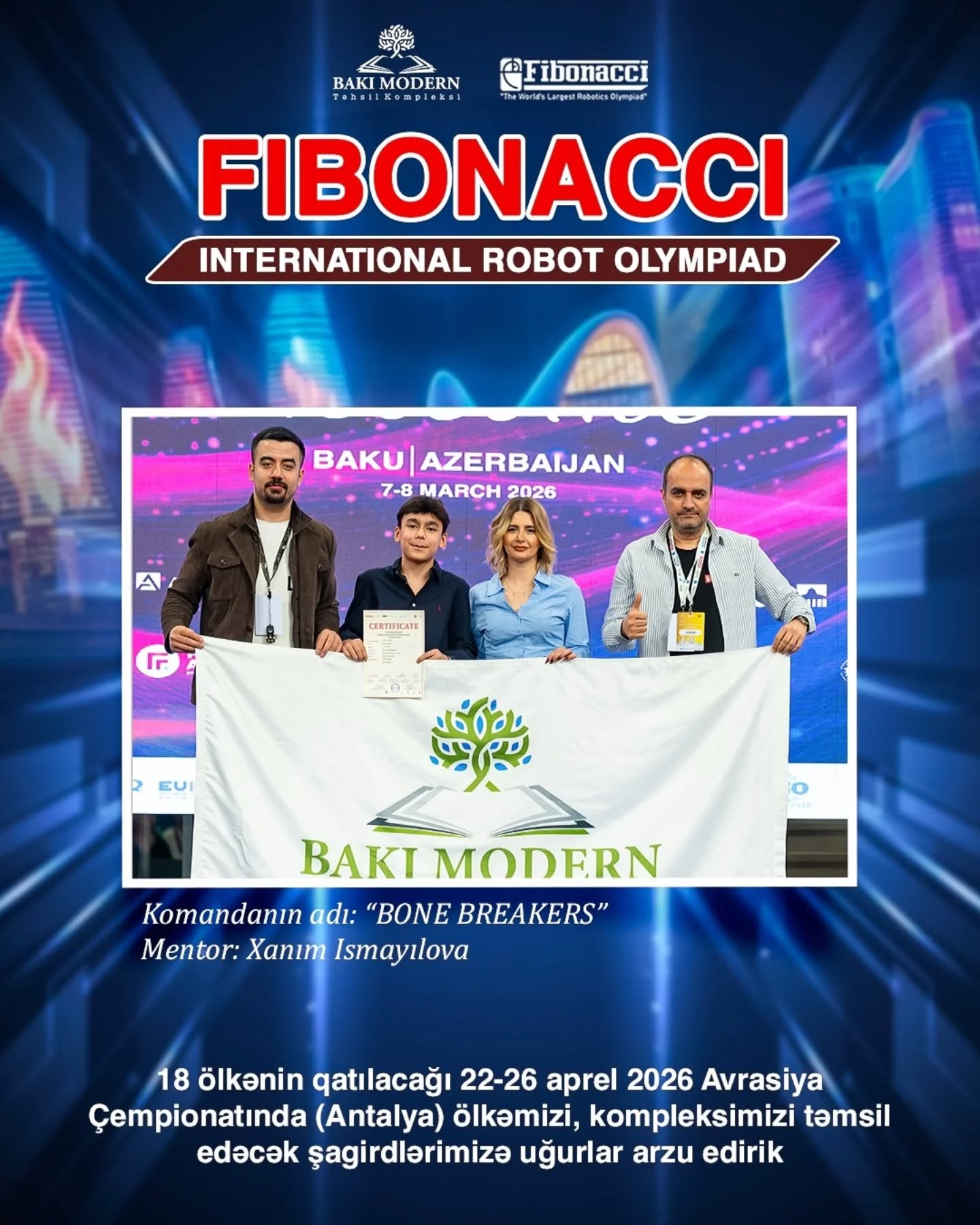 Baku Modern Students Advance to the Fibonacci Eurasian Robotics Olympiad