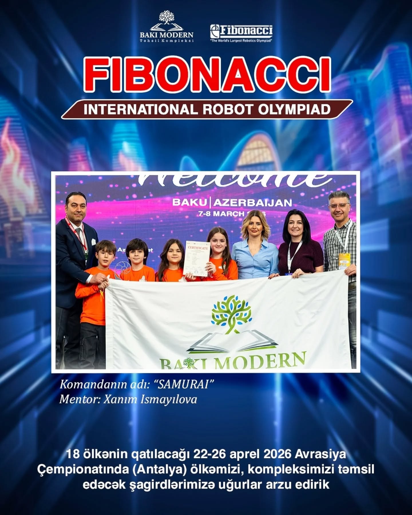 Baku Modern Students Advance to the Fibonacci Eurasian Robotics Olympiad