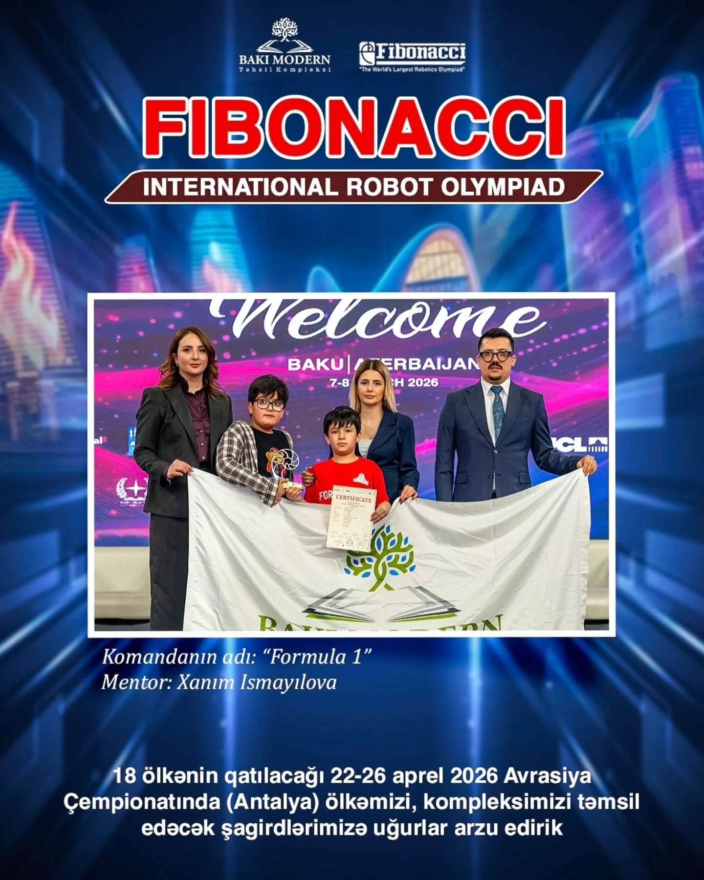 Baku Modern Students Advance to the Fibonacci Eurasian Robotics Olympiad